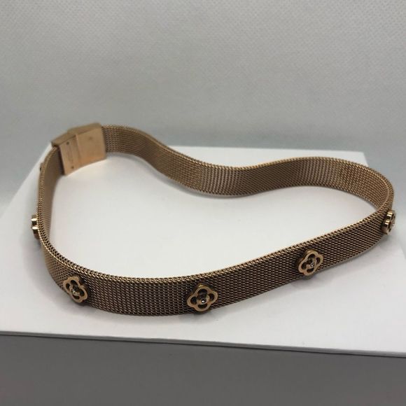 Henri Bendel Rose Gold Bronze Mesh Floral Crystal Choker Wrap Bracelet - Picture 6 of 10